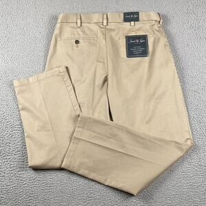 Men's NWT David Taylor Khaki Pants 32x30 Flat Front Chino Trousers Classic Fit